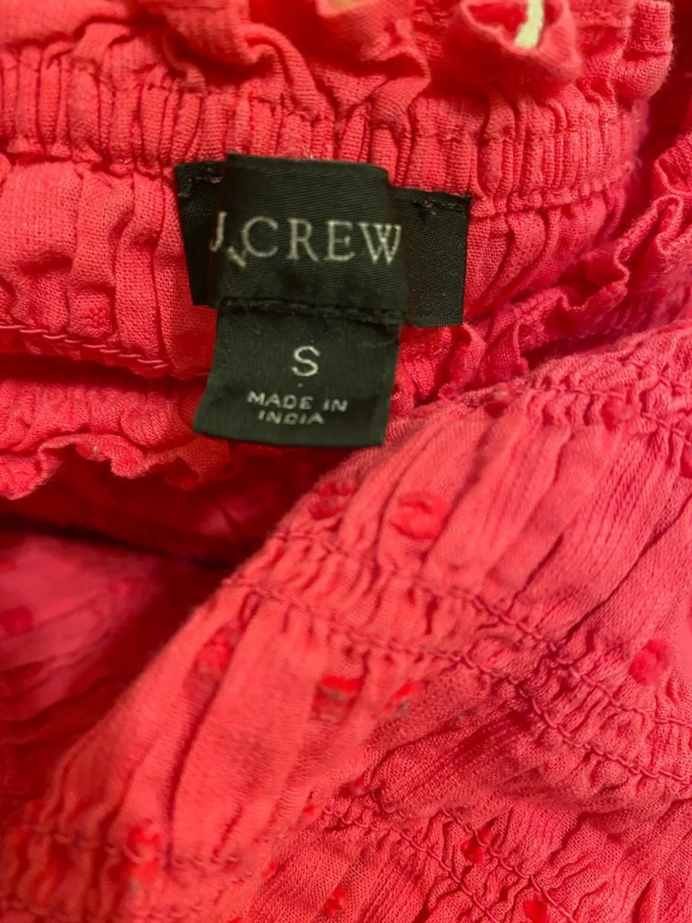 J. Crew Bright Pink Puff-Sleeve Smocked Top. Size S . Style BI436